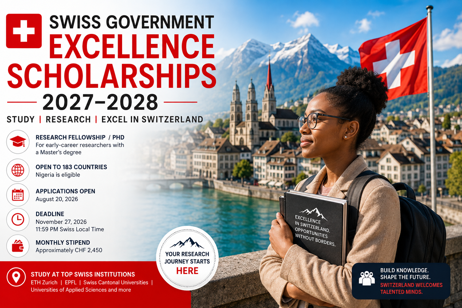 Swiss Government Excellence Scholarships 2027–2028: How Nigerians Can Apply