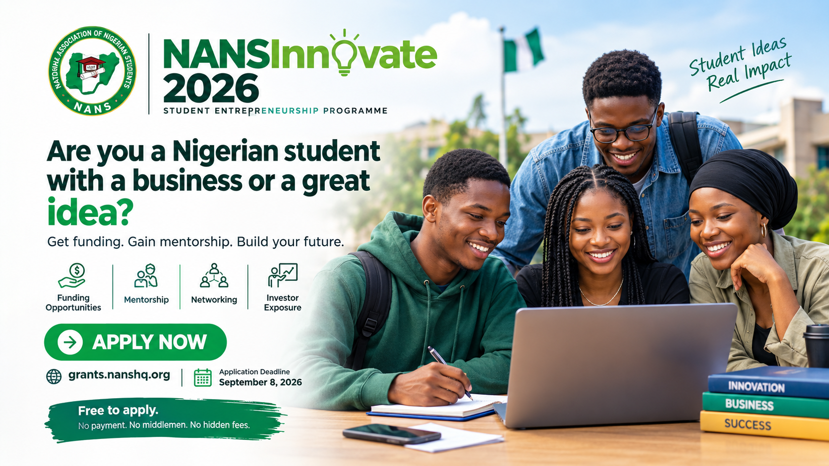 NANSInnovate 2026: Nigerian Students Can Apply for Business Funding and Mentorship